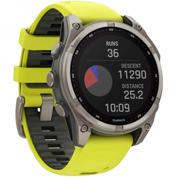 Умные часы Garmin Fenix 8, 51 мм, Solar, Sapphire Titanium with AMP Yellow/Graphite Silicone Band 010-02907-20 в Иваново
