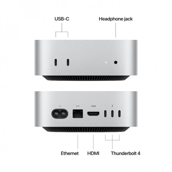Компьютер Apple Mac mini M4 2024 (MU9E3) (10 Core GPU, 16ГБ, 512ГБ SSD, Apple, macOS), серебристый в Иваново